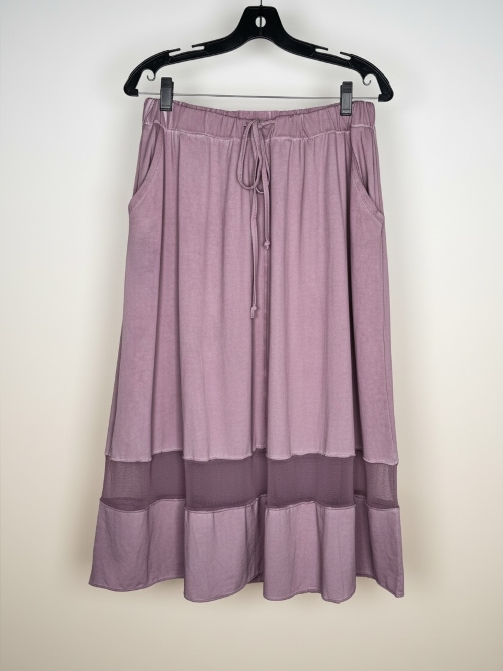Luukaa Mauve Layered Mesh Midi Skirt NWOT